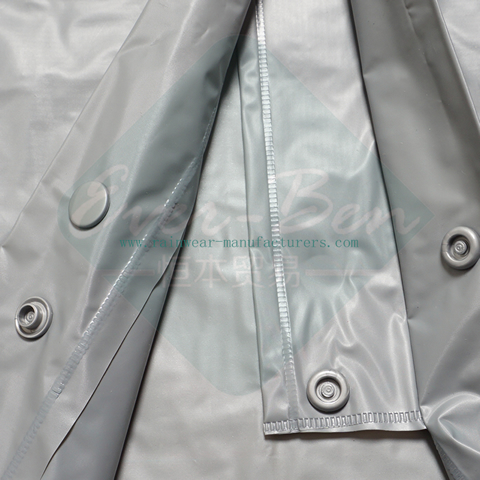 Grey PVC mens pvc raincoat front fly buttons
